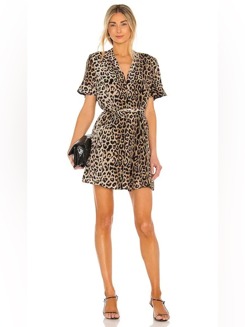 All Saints Leopard Print Fay Leppo Tie-Waist Mini Dress 8